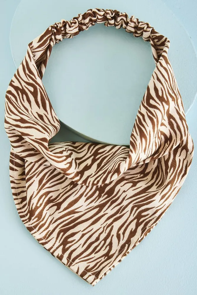 Brown Zebra Print Hair Scarf