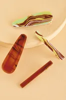 Green and Brown Swirl Barrette Set