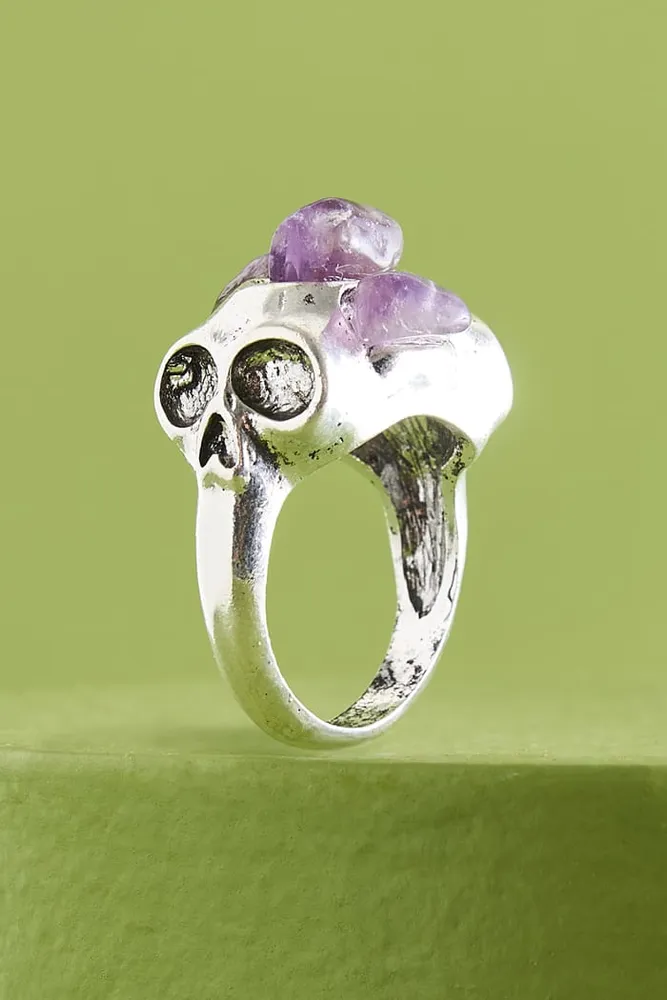 Amethyst Skull Head Ring