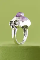 Amethyst Skull Head Ring