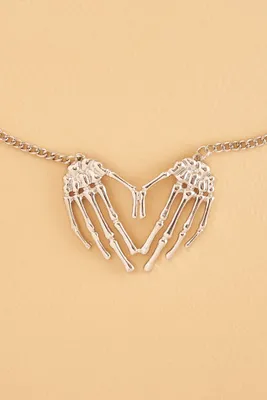 Heart Skeleton Hands Necklace