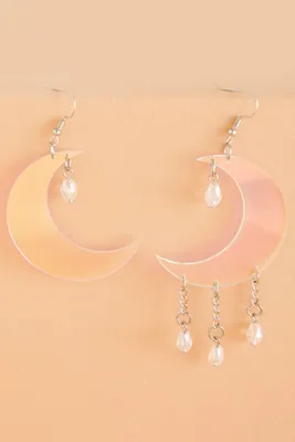 Iridescent Crescent Moon Acetate Earrings