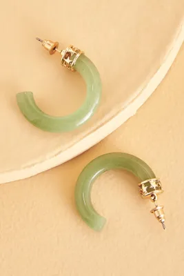 Green Aventurine Mod Hoop Earrings