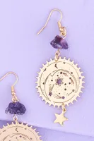 Amethyst Celestial Medallion Earrings