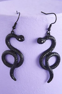 Black Twisted Snake Earrings