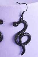 Black Twisted Snake Earrings