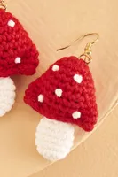 Red Mushroom Crochet Earrings