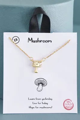 Gold Stone Mushroom Necklace