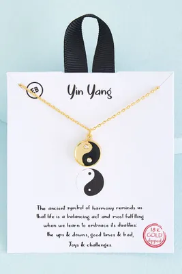 Gold and Black Yin Yang Necklace
