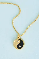 Gold and Black Yin Yang Necklace