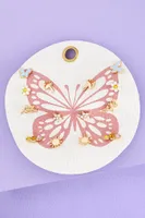 Pink Butterfly Round Earring Set