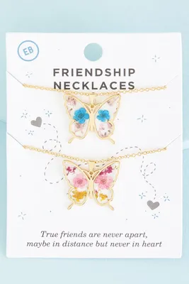 Flowerpress Butterfly Friendship Necklace Set