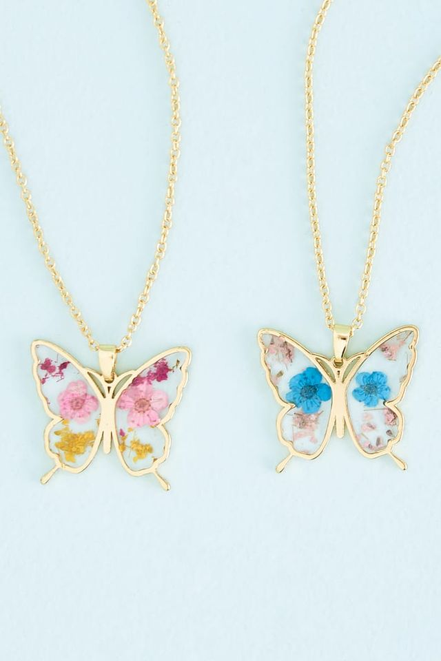 Flowerpress Butterfly Friendship Necklace Set