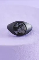 Snowflake Obsidian Signet Ring