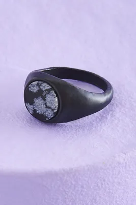 Snowflake Obsidian Signet Ring