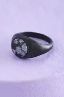 Snowflake Obsidian Signet Ring