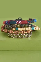 Multi Stone Skull Bracelet Set