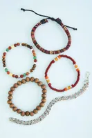 Tiger’s Eye and Agate Fabric Bracelet Set