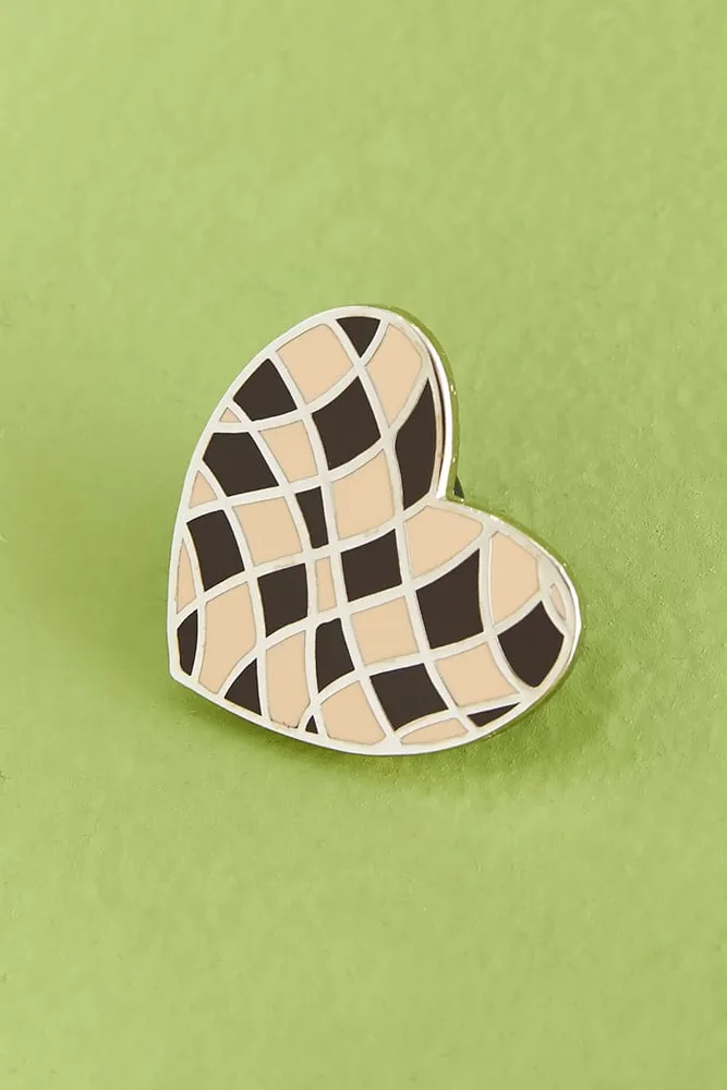 Checkered Heart Enamel Pin
