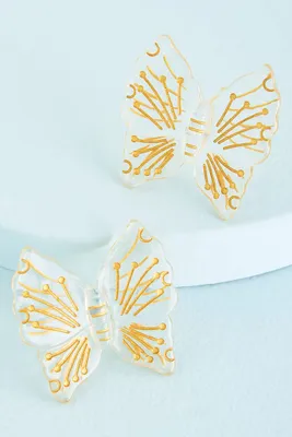 Clear Yellow Butterfly Earrings