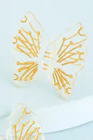 Clear Yellow Butterfly Earrings