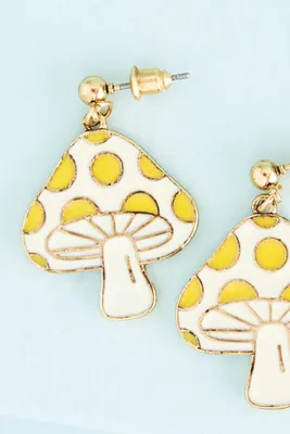 White and Yellow Mushroom Earrings