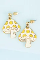 White and Yellow Mushroom Earrings