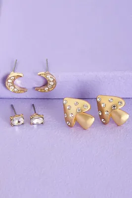 Gold Moonlit Mushroom Earring Set