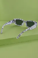 Grey Marble Retro Rectangle Sunglasses