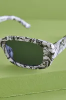 Grey Marble Retro Rectangle Sunglasses