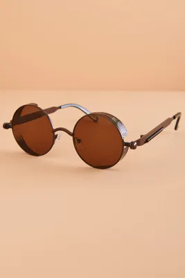 Brown Retro Round Sunglasses