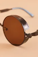Brown Retro Round Sunglasses