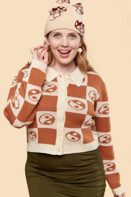 Yin Yang Checker Cropped Sweater