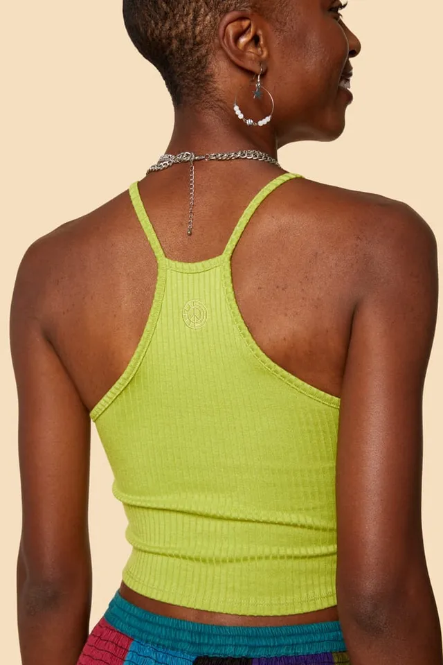 Rust Ribbed Halter Cropped Tank