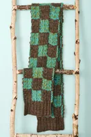 Multi Teal Checker Scarf