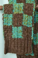 Multi Teal Checker Scarf