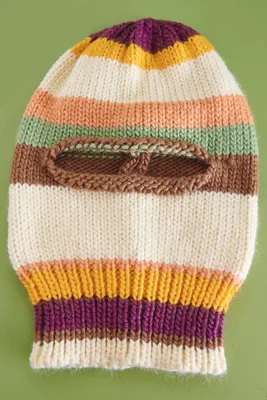 Striped Warm-Tone Balaclava Hat