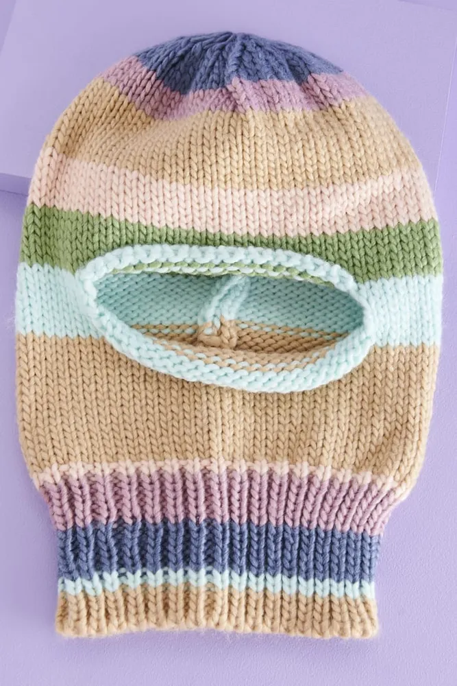 Striped Pastel Balaclava Hat