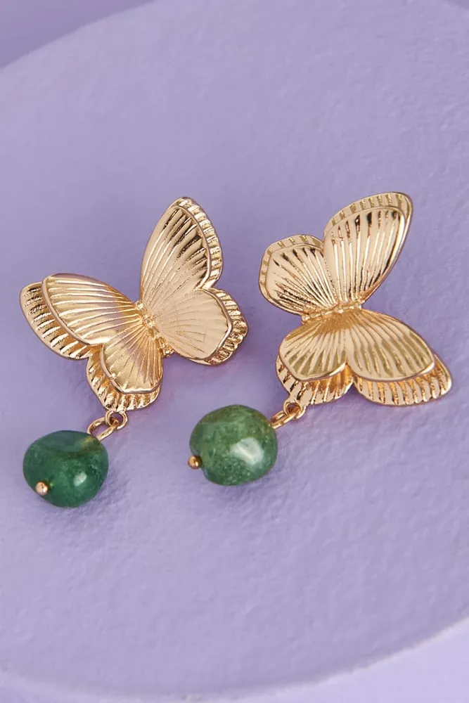 Dimensional Butterfly Aventurine Earring