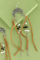 Inverted Butterfly Moon Tassel Earrings
