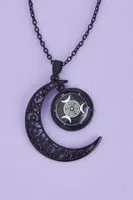 Crescent Moon Hecate Wheel Necklace