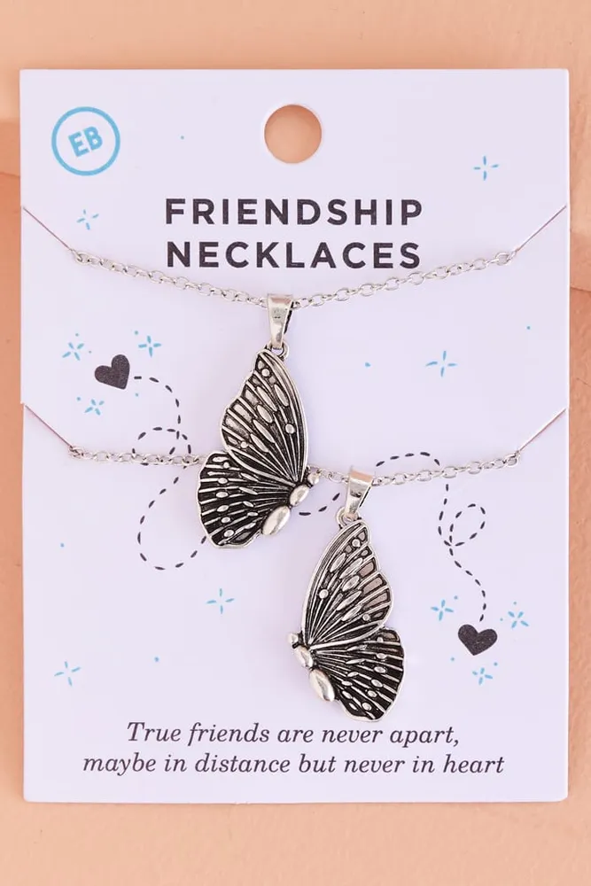 Silver Best Friend Butterfly Necklace Pack