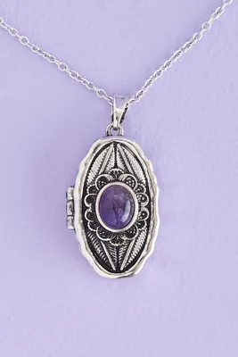 Vintage Amethyst Locket Necklace