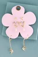 Velvet Rose Quartz Daisy Earring Set