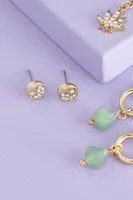 Velvet Jade Weed Leaf Earring Set