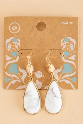 Howlite Yin Yang Teardrop Earrings