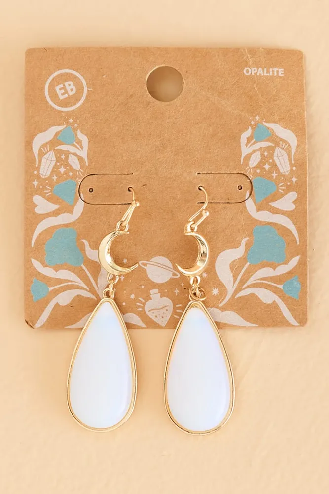 Opalite Crescent Moon Drop Earrings