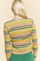 Rainbow Striped Tie Front Cardigan