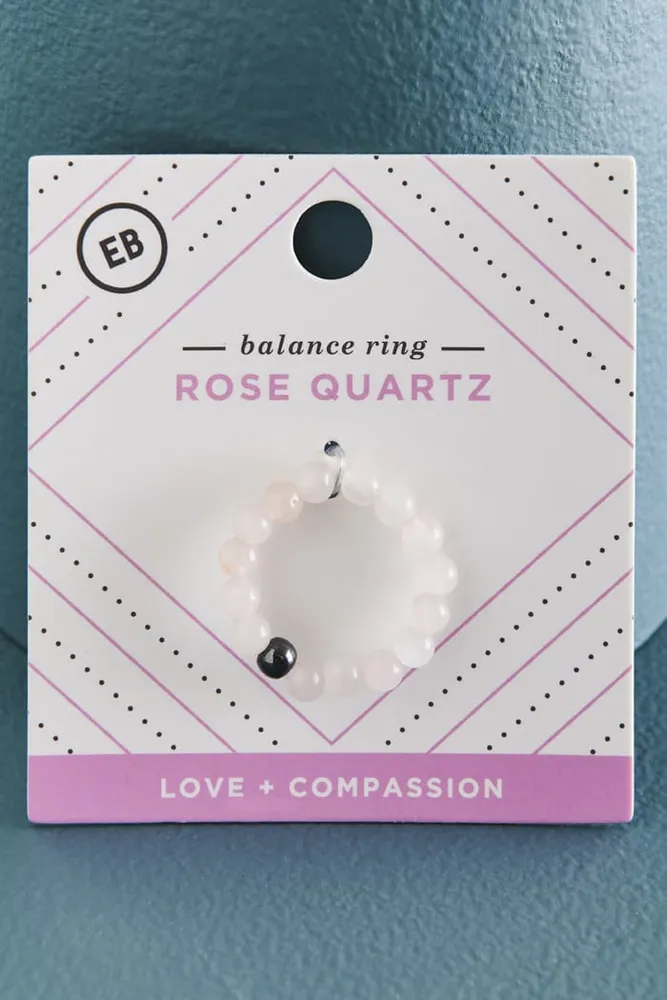 "Rose Quartz and Hematite Ring