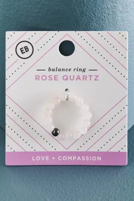 "Rose Quartz and Hematite Ring
